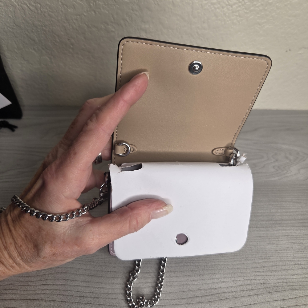 Coach Floral Cream Wallet on a Silver, Detachable,Crossbody Chain NWT - Picture 6 of 8